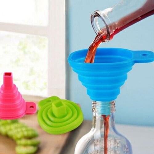 Candy Kitchen Tool Silicone Collapsible Style Mini Foldable Folding Portable Funnel Color Random