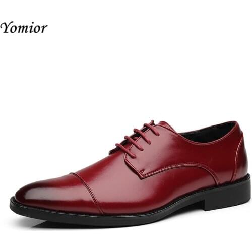 Yomior Brand Men Italian Dress Leather Shoes Fashion Men Luxury Designer Formal Business Wedding Shoes Big Size Handmade Oxfords