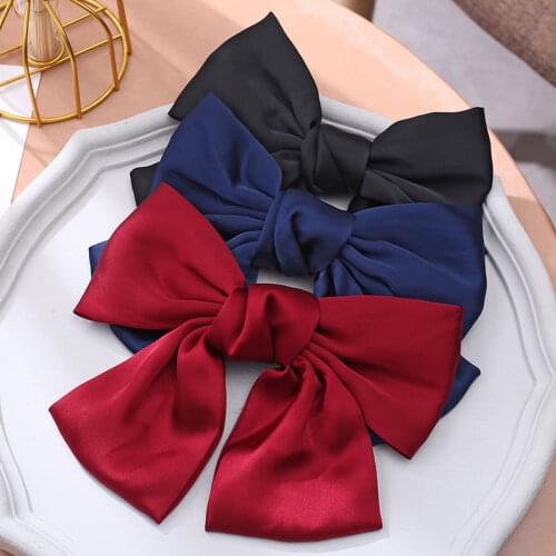 Fashion Ribbon Big Large Bow Hairpin Headwear Women Girls Satin Trendy Ladies Hair Clips New Cute Barrette Hair Accessories Gift