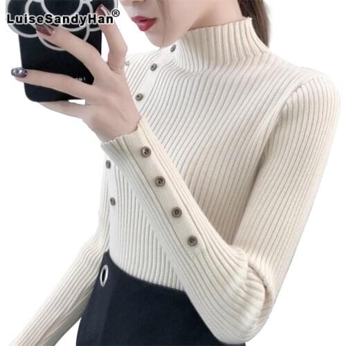 Womens sweaters in autumn and winter new long-sleeved tight-fitting hooded half-high collar slim bottoming sweater to keep warm