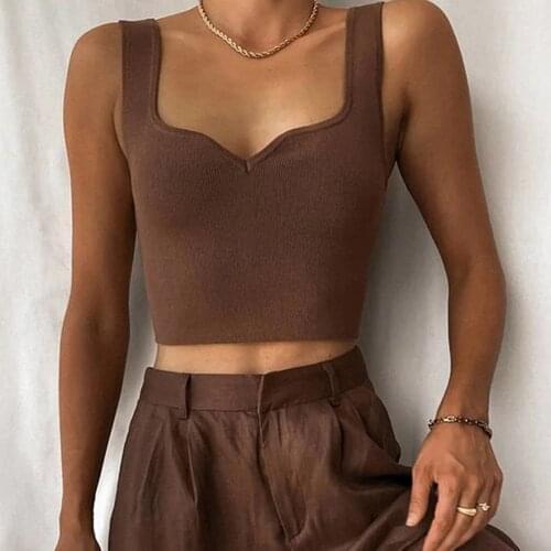 YiYiMiYu 2021 Knitted Crop Top Women Sexy Y2K Spaghetti Strap Party Backless Summer Casual Off Shoulder Tank Tops