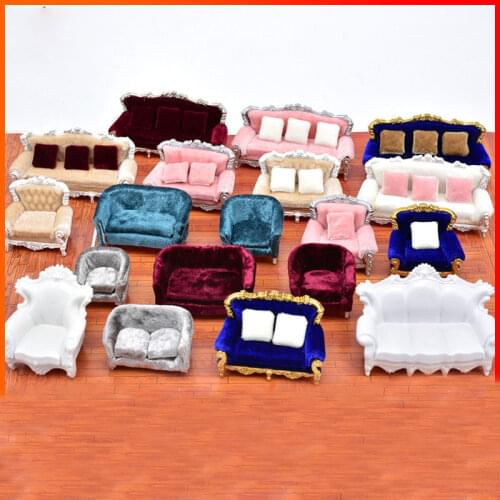 1/20 1/25 scale DIY Dollhouse Couch Sofa Chair Cushion Set European style Miniature Furniture Toys Building Model Material