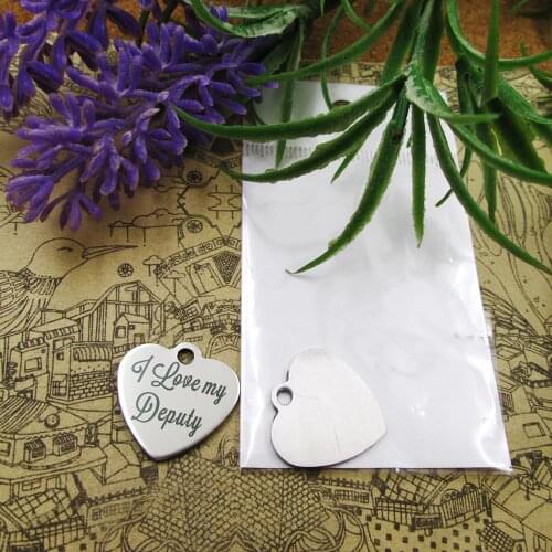 20pcs--"I Love My Deputy"stainless steel charms 5 styles for choosing DIY Charms for necklace bracelets