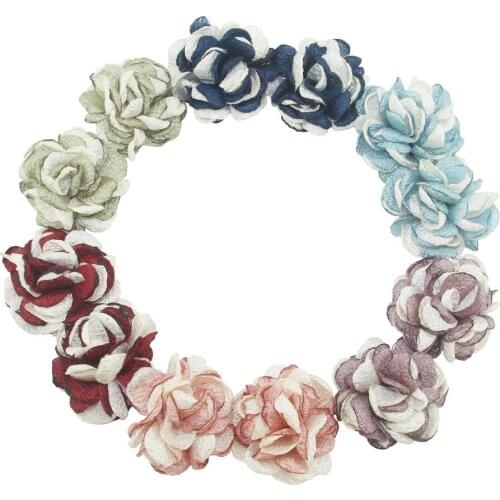 12pcs/bag artificial flower craft fabric flower 4.5cm women headband DIY supplies bride bouquet decoration household
