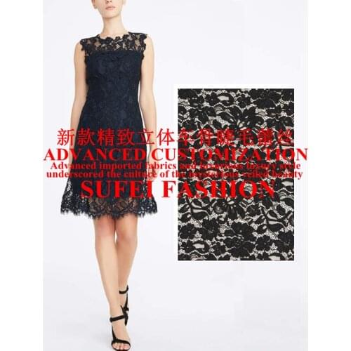 150*150cm delicated eyelash black cotton polyester lace dress clothes blouse fabric S150