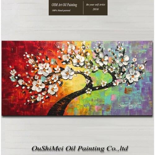 2019 New Arrival High Quality Hand-painted Modern Colorful Flowers Oil Painting On Canvas Knife Painting Texture Oil Paintings