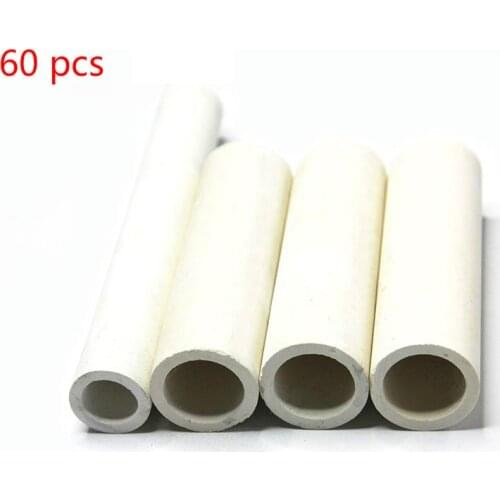 60pcs High Temperature Resistant Corrosion Wear Ceramic Tube Hollow Insulating Burning Pipe 800 degrees OD6 ID3mm L400mm