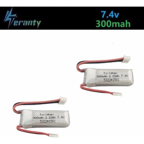 7.4V 300mAh Li-Po Battery For WLtoys F959 RC Helicopters Spare Parts for XK DHC-2 A600 A700 A800 A430 2.22Wh 7.4v battery 2pcs