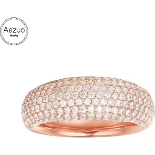 Aazuo18K White Gold Rose Gold Real Diamond 0.80ct IJ SI Big Egg shape Engagement Line ring for Woman Gift Au750 Real Gold