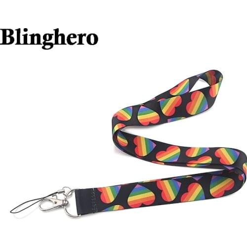 CA930 Rainbow heart Lanyard for keys ID Card Phone Straps USB Badge holder DIY Neck Strap Hang Rope Lariat Lanyards