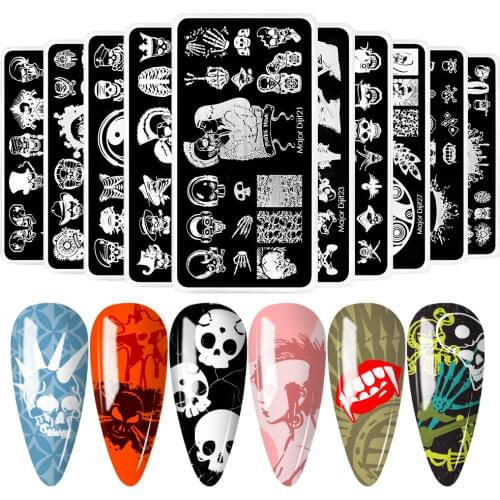 Skull Halloween Rose Design Nail Stamp Halloween Nail Stamping Plates Manicure Set For Nail Art Stamp