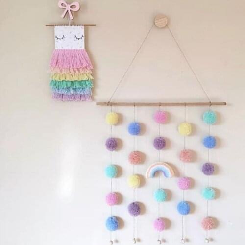 Wooden Wall Hanging Decor Rainbow Handmade Art Ornaments Kids Bedroom Nursery Room Pendants
