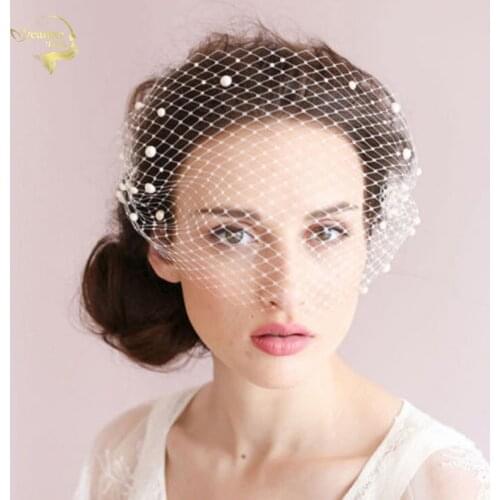 In Stock Fast Shipping Wedding Bridal Net Birdcage Veils Women Face Veil White Ivory Hats Fascinator With Gold Hair Comb Clips