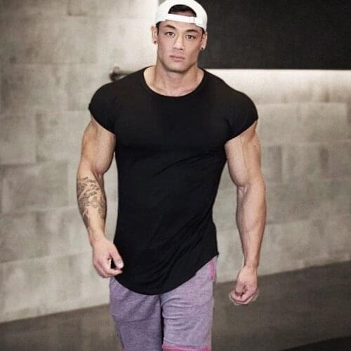 Running T-shirt Men Summer Gym Clothing Cotton Bodybuilding T shirts Muscle Mens Small Sleeves Tees Fitness Sports Tshirt