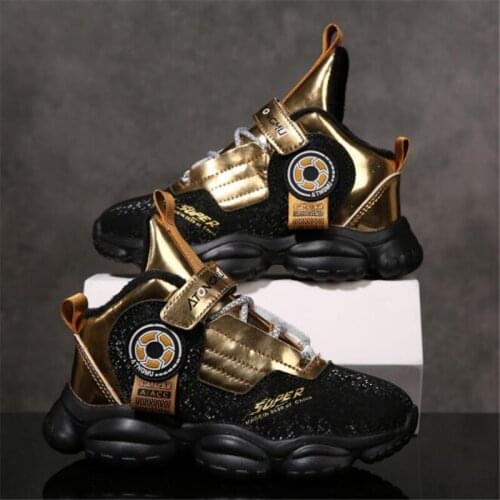 Cotton Basketball Shoes Boys' shoes winter Plush childrens cotton shoes boys' sports shoes thickened to keep warm