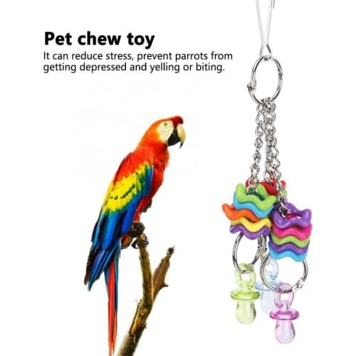 Pet Brid Toys Non-toxic Plastic Nipple Ring String Chewing Biting Hanging Swing Toy Bird Cage Accessories Pet Parrot Toys