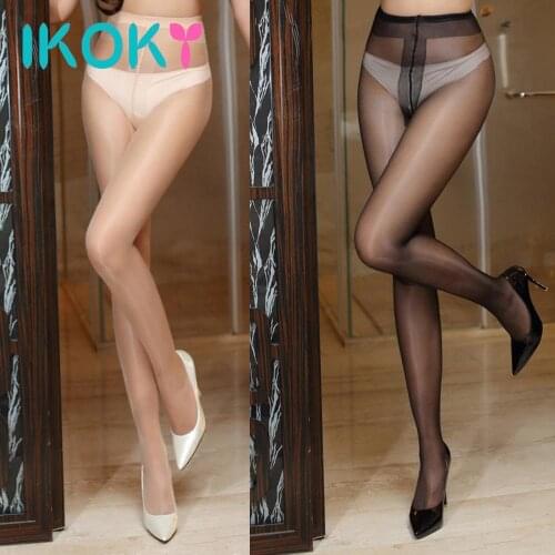 IKOKY Transparent Sex Lingerie Pantyhose Temptation Hosiery Sexy Costumes High Waist Sexy Shiny Pantyhose