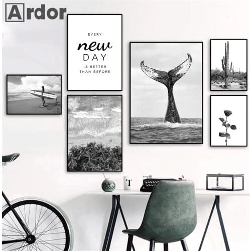 Whale Wall Art Poster Beach Yacht Sexy Women Art Print Cactus Flower Plant Quotes Canvas Painting Modern Picture Home Decor