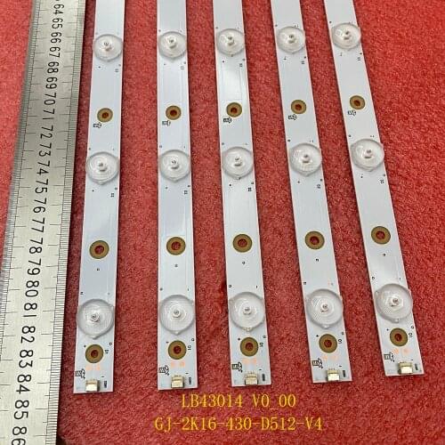 5pcs LED backlight strip for PHI 43PUT6101 43PUS6551 43PUS6401 LB43014 V0_00 43PUS6501 43PUS6101 43PUS6201 TPT430U3 43PUH6101