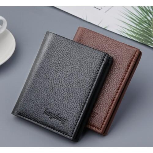 Mens Wallet Short Vertical Ultra-thin Wallet Bank Card Card Package Small Purse Mens Leather Coin Collect Clutch Wallet