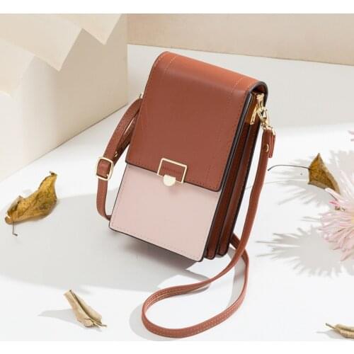 Women Wallets Color Contrast Pu Leather Female Large-capacity Mobile Phone Bag Double Layer Ladies Multi-card Purses Card Holder