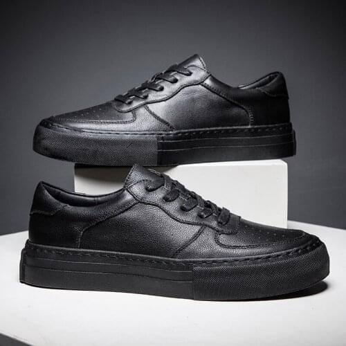 Men Casual Shoes Luxury Men Flats Fashion Breathable Sneakers Lace Up Genuine Leather Shoes Footwear 39-44