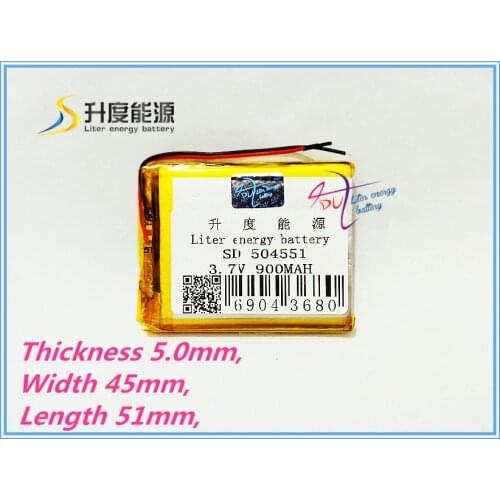 Best battery brand 900MAH 504551 MP3 MP4 Lithium battery 3.7V GPS rechargeable DVD tablet battery