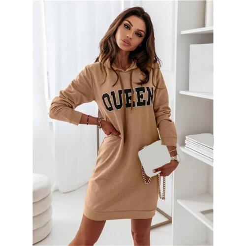 Fashion Womens Autumn And Winter New Long Sleeve Printing Fake Collar Dress 2021 Sport Leisure Loose Short Dress Vestidos