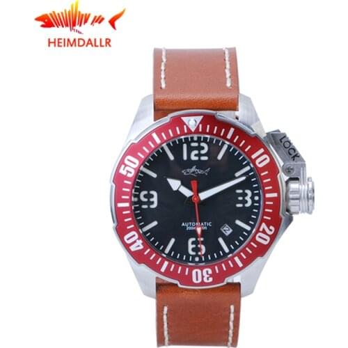 HEIMDALLR Mens Mechanical Watch Black Dial Luminous Sapphire Miyota 8215 Automatic Watches SelfWinding Movement 200m Diver Watch