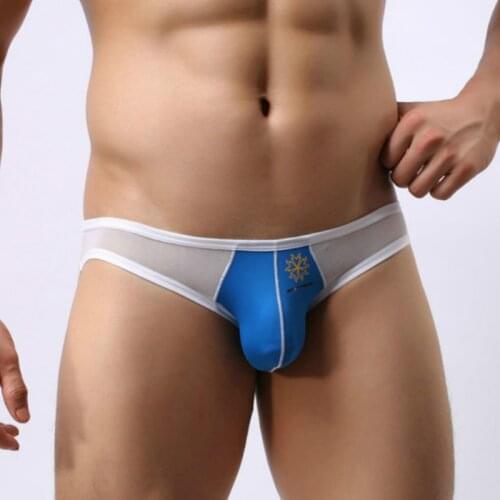 BRAVE PERSON Mens Swimming Trunks Swimwear Sexy Gay Bikini Beachwear Low Waist Swimsuits briefs Mesh Transparent Underwear