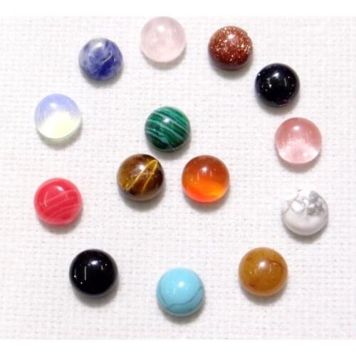 6mm Natural Stone brazil sodalite agates crystal Half Round Flat Back Cabochons Smooth Beads DIY jewelry making 100pcs/lot