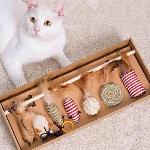 2021New cat toy feathe set interactive for pets fishing rod funny pet products mouse paw games Cute toys cats stick High-end