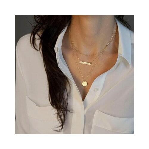 New Bohemian Multilayer Round Gold Color Pendant Necklaces For Women Punk Choker Necklaces 2021 Trend Fashion Jewelry Party Gift