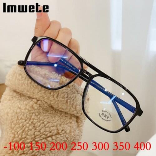 Imwete Anti Blue Light Blocking Finished Myopia Glasses Women Men Fashion Trend Nearsighted Computer Spectacles-1.0 1.5 2.0