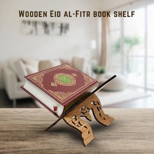 Kuran Quran Holy Book Stand Holder Wooden Rehal Home Decoration Wooden Eid Mubarak Racks for Islamic Books and Bible Reading