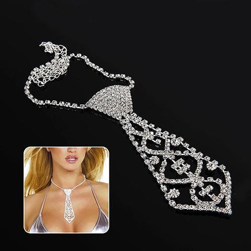 Luxury Sexy Style Women Kids Elegant Glitter Rhinestone Shiny Tie Shaped Necklace for Prom Party New Choker Necklace Accessories