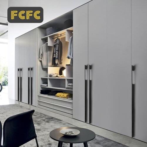 FCFC American Handle Cabinet Door Handles Black Gold 800mm 1000mm Long Aluminum Handles Modern Handles Wardrobe Pulls