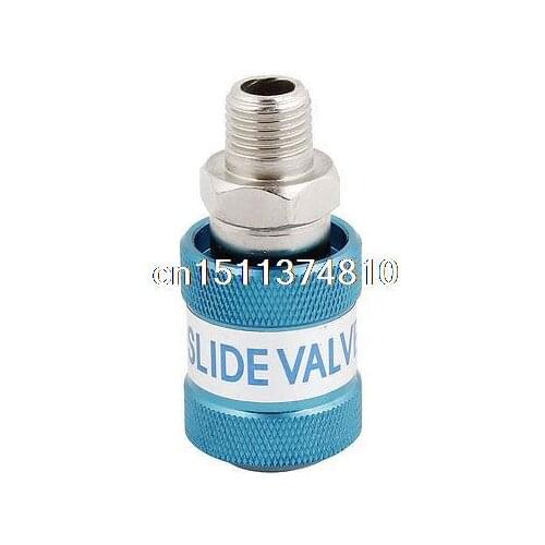 Silver Tone Blue Metal Hand Operated Slide Valve 1/2"