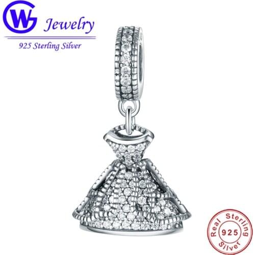 Princess dress Charms 925 Sterling Silver Original Design Pendant Fit Bracelet Necklace Cute Classci Fashion Jewelry