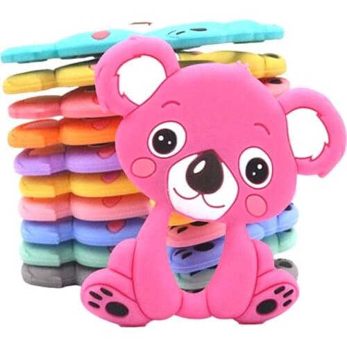 Food Grade Silicone Teethers DIY Animal Koala Baby Ring Teether Infant Baby Silicone Chew Charms Kids Teething Gift Toddler Toys