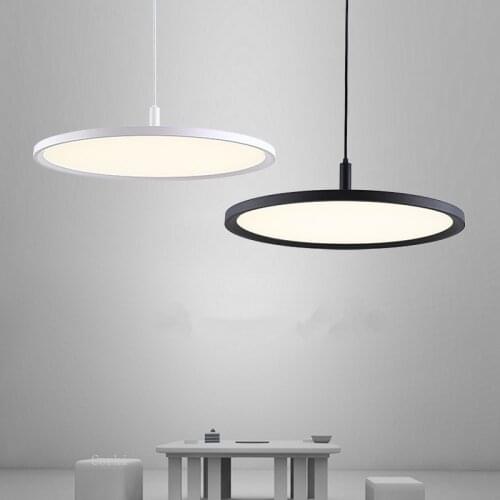 Nordic Super Thin Round UFO Pendant Light Living Room Led Simple Black and White Counter Restaurant Light Kitchen Hanging Lamps