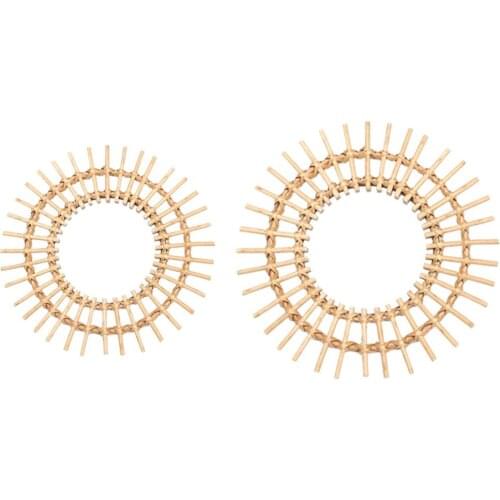 Rattan Dressing Mirror Creative Art Decorative Round Mirror Living Room Wall Hanging Mirror Kitchen Bathroom Bathroom Mirror