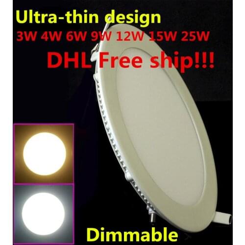 Ultra Thin Dimmable Led Panel Downlight 3w 4w 6w 9w 12w 15w 25w Round LED Ceiling Recessed Light AC110-220V LED Panel Light