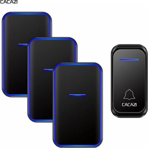 CACAZI Intelligent Wireless Doorbell Waterproof 300M Remote 1 Button 3 Receiver US EU UK AU Plug Home Welcome Calling Door Bell