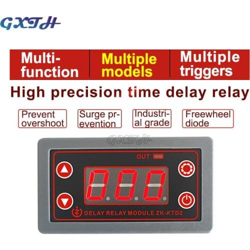 ZK-KTD2 5A 5V 12V 24V fully compatible delay relay module trigger cycle timing industrial anti-overshoot instrument housing