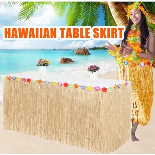 109/149pcs Table Skirt Raffia Style Fringe Party Decoration Kit for Tiki Tropical Hawaii or Moana Themed Birthday JW