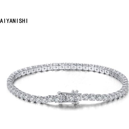 AIYANISHI 925 Sterling Silver 3mm tennis bangle bracelet for women wedding fashion luxury Bracelet Jewelry Girl Holiday Gifts