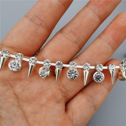 Rhinestone Crystal Chain Bling Diamante Lace Diamond Belt Trim Ribbon Necklace Applique Gem Sparkle Wedding Dress 1.2cm Width