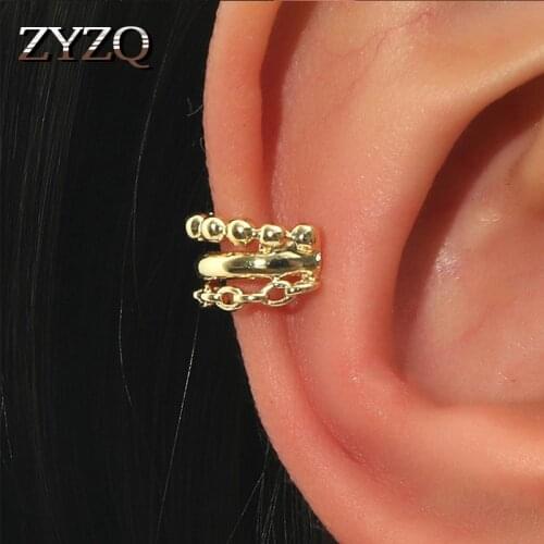 ZYZQ Simple Crystal Irregular Ear Clip on Hoop Earrings For Women Girls Chic Rhinestone Clip On Statement Earrings Jewelery