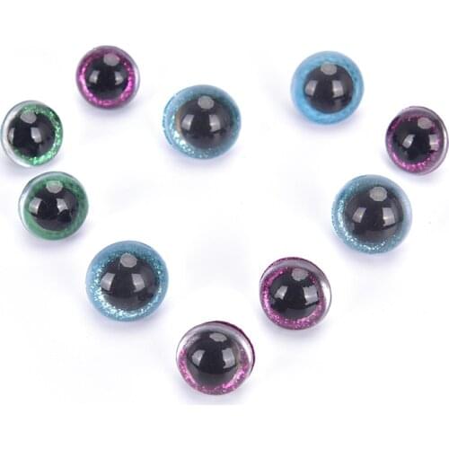 10pcs 16mm clear trapezoid plastic safety toy eyes + glitter Nonwovens -Can choose size and color